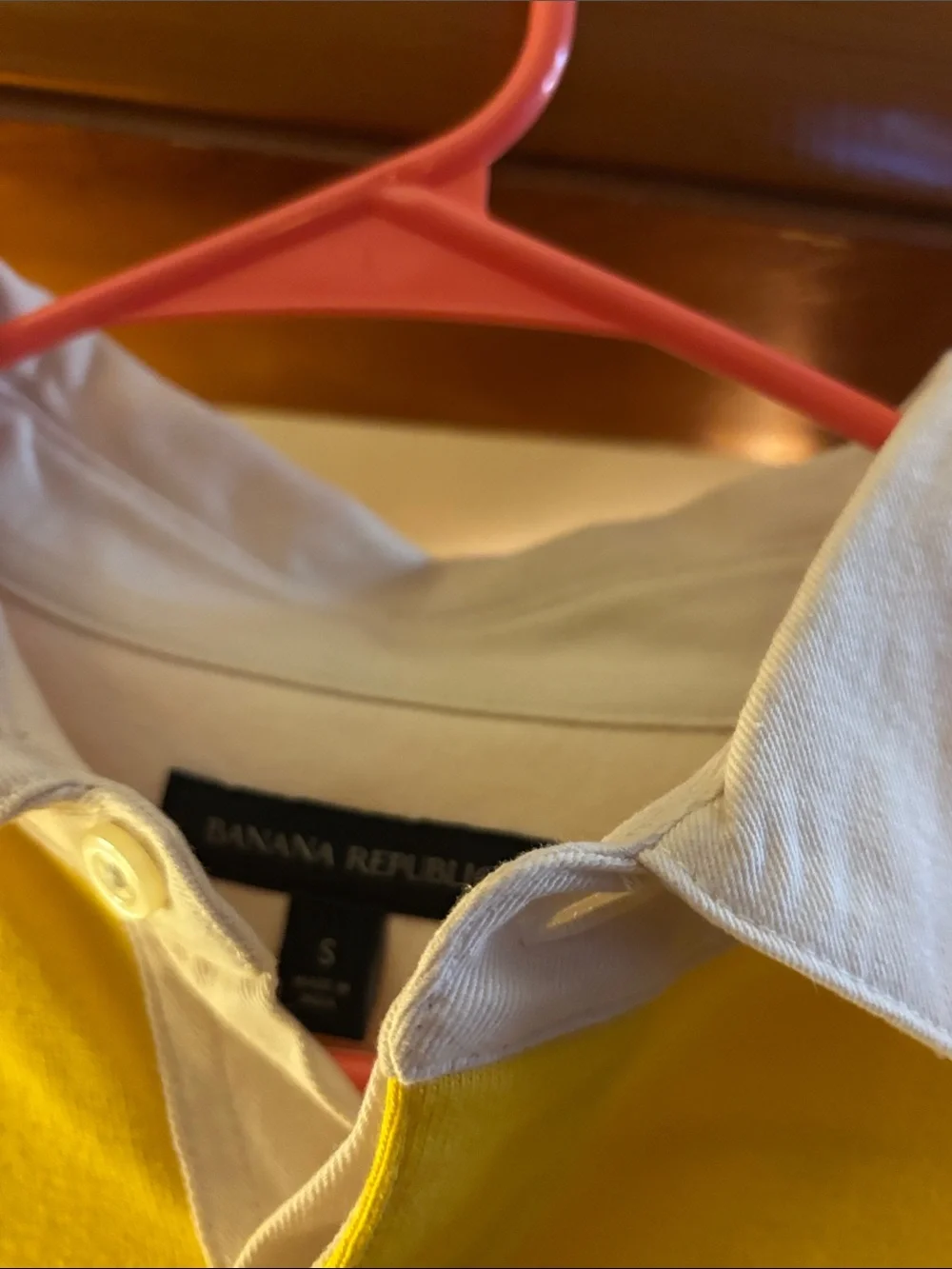Banana Republic Yellow Polo with Navy & White Stripes